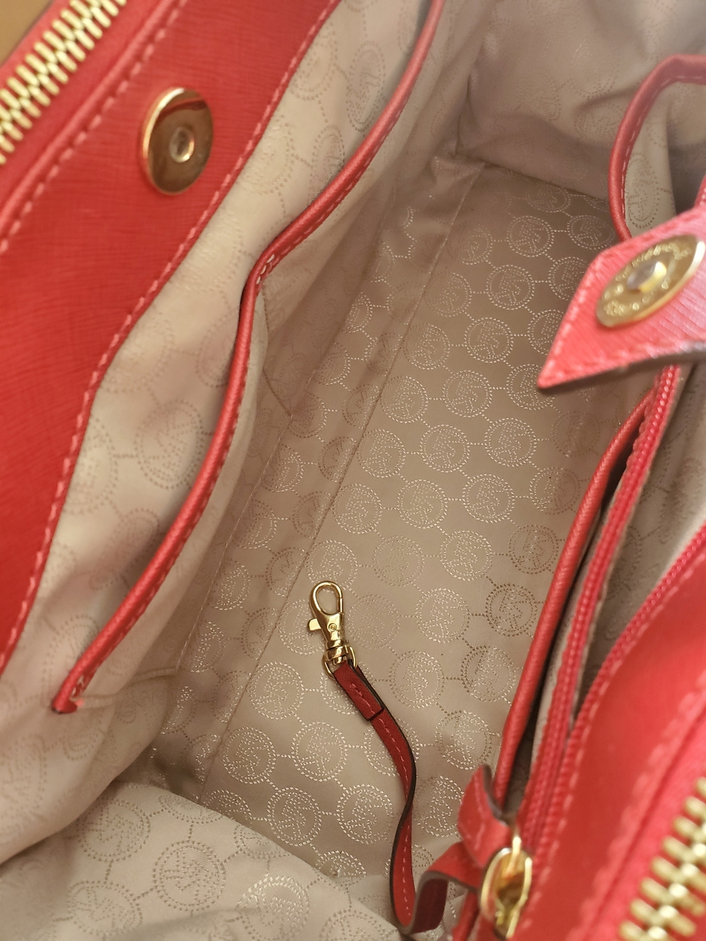 Michael Kors Red Saffiano Leather Tote Bag - Picture 12 of 14